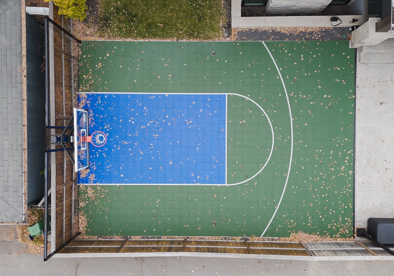 Backyard basketball court installation in Calgary