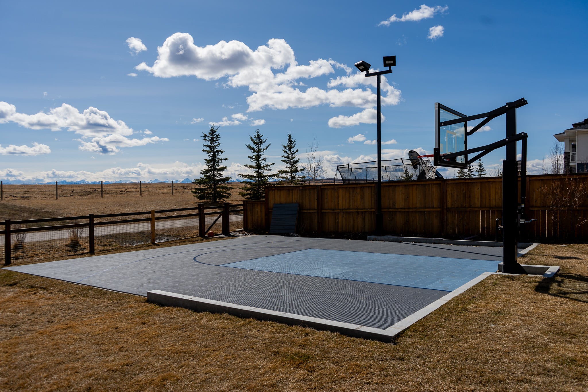 Custom basketball court with line markings in Calgary